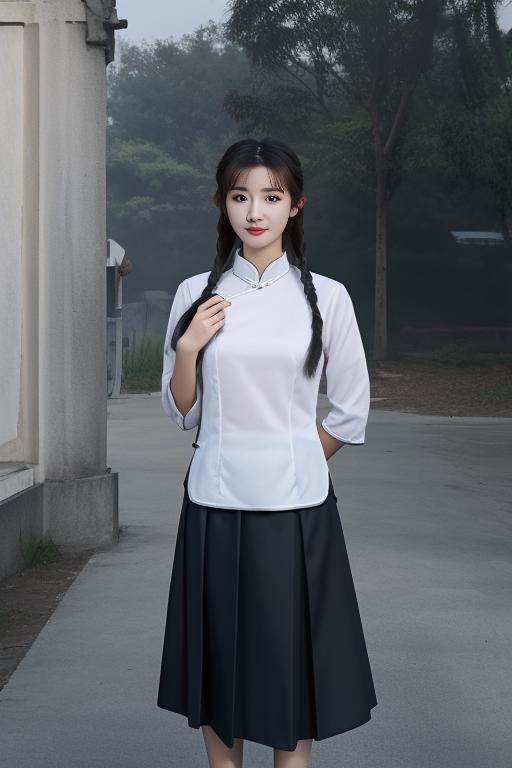 78999-4061191799-best quality, masterpiece,real,realistic, photo,photorealistic, looking at viewer,1girl, _minguoxiaofu,school uniform, tangzhuan.png